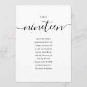 Elegante Zwarte Script Tafel Nummer 19 Stoelenplat Kaart (Voorkant)