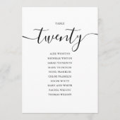 Elegante Zwarte Script Tafel Nummer 20 Stoelenplat Kaart (Achterkant)