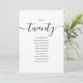 Elegante Zwarte Script Tafel Nummer 20 Stoelenplat Kaart (Staand voorkant)