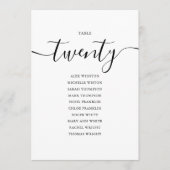Elegante Zwarte Script Tafel Nummer 20 Stoelenplat Kaart (Voorkant)