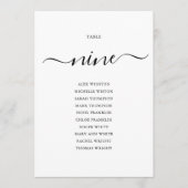 Elegante Zwarte Script Tafel Nummer 9 Stoelenkaart Kaart (Voorkant)