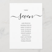 Elegante Zwarte Script Tafel Nummer Zitplaatskaart Kaart (Achterkant)