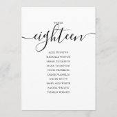 Elegante Zwarte Script Tafelnummer 18 Stoelenplatt (Achterkant)