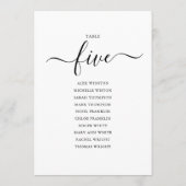 Elegante Zwarte Script Tafelnummer 5 Zitplaatskaar (Achterkant)