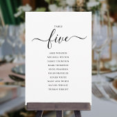 Elegante Zwarte Script Tafelnummer 5 Zitplaatskaar