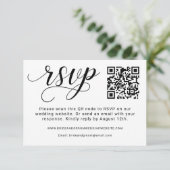 Elegante zwarte script trouw QR-code  RSVP Kaartje (Staand voorkant)