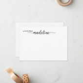 Elegante zwarte scriptnaam notitiekaartje (Voorkant / Achterkant in situ)