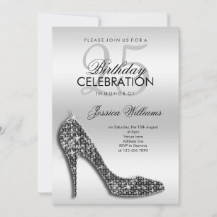 Elegante zwarte Sequin Stiletto, zilveren verjaard Kaart