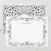 Elegante zwarte sierrand notitiekaartje (Voorkant / Achterkant)