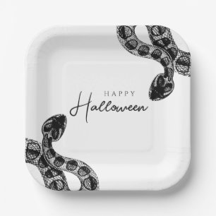 Elegante Zwarte Slang Halloween Papieren Bordje