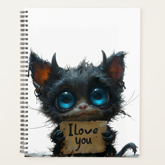 Elegante zwarte spiraalIk hou van je Planner (Voorkant)