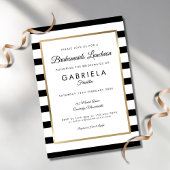 Elegante zwarte streep gouden bruidsmeisjes lunch kaart