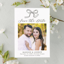 Elegante Zwarte Strik Trouw Save the Date