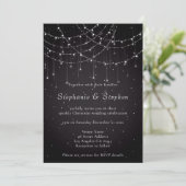 Elegante zwarte string lichten QR code bruiloft Kaart (Staand voorkant)
