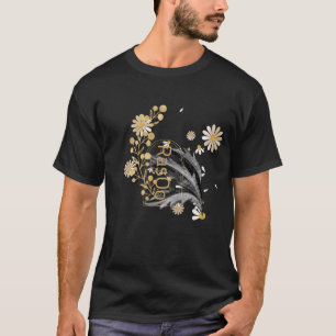Elegante Zwarte T-Shirt met Bloem Motief in Lijnku