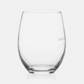 Elegante zwarte tekst minimalistische bruiloft op  wijnglas zonder voet (Rechts)