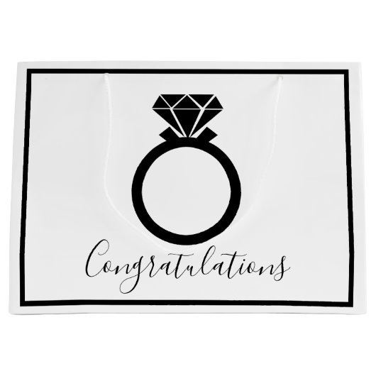 Elegante zwarte trouwring gefeliciteerd groot cadeauzakje (Voorkant)