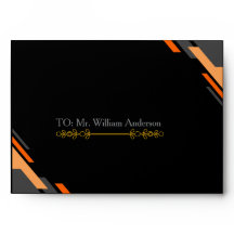 Elegante Zwarte Trouwuitnodiging Envelop