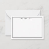 Elegante zwarte twee grens minimalistische monogra notitiekaartje (Voorkant)