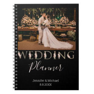 elegante zwarte typografie foto bruiloft planner notitieboek