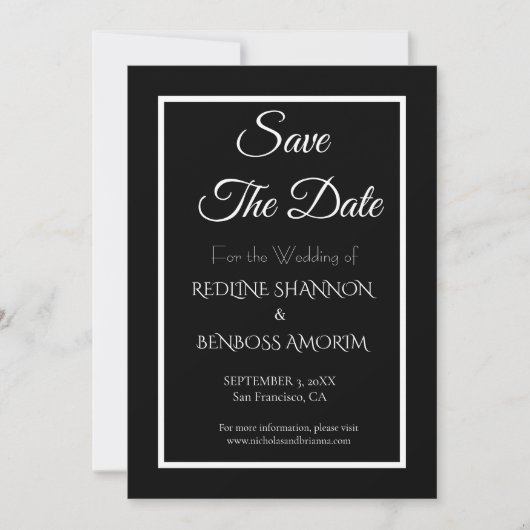 Elegante Zwarte Typografie Save The Date (Voorkant)