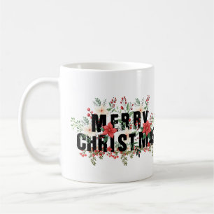 Elegante zwarte typografie Vrolijk kerstfeest Koffiemok