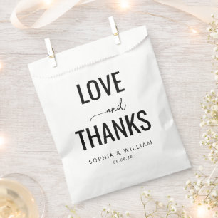 Elegante Zwarte Typografische Liefde Dankbaarheid Bedankzakje