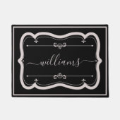 Elegante Zwarte Witte Aangepaste Versierde Script  Deurmat (Voorkant)