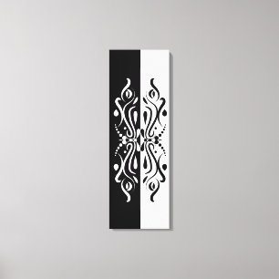 Elegante Zwarte & Witte Abstracte Harlekijnstijl Canvas Afdruk