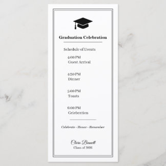 Elegante zwarte & witte afstudeerprogramma kaart 2