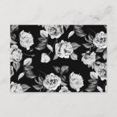 Elegante Zwarte & Witte Bloemige Trouw-RSVP  Informatiekaartje (Achterkant)