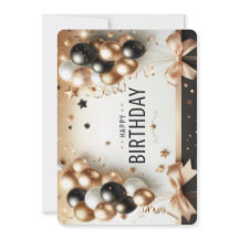 Elegante zwarte witte en gouden ballonnen Happy Bi