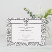 Elegante zwarte witte Fleur de Lis uitnodigingen v (Staand voorkant)