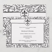 Elegante zwarte witte Fleur de Lis uitnodigingen v (Voorkant / Achterkant)