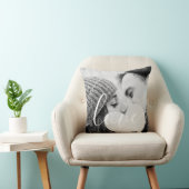 Elegante Zwarte Witte Foto Script Liefde Kussen (Stoel)