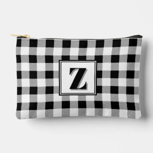 Elegante zwarte witte geruite monogram aanpasbaar etui
