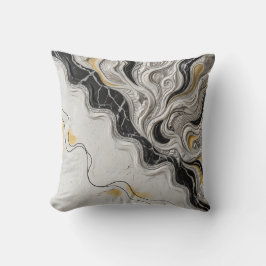 Elegante Zwarte Witte Gouden Marmer Abstracte Kuns Kussen