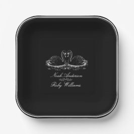 Elegante Zwarte & Witte Klassieke Huwelijk  Papieren Bordje