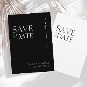 Elegante Zwarte Witte Minimalistische Monogram Bru Save The Date