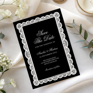 Elegante zwarte witte Old Money script save-the-da Kaart