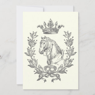 Elegante zwarte witte paardenkroonlaurier kaart