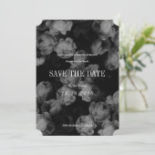 Elegante zwarte & witte rozen Save the Date-kaarte Save The Date (Staand voorkant)
