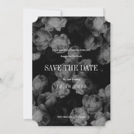 Elegante zwarte & witte rozen Save the Date-kaarte Save The Date