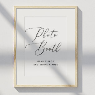 Elegante Zwarte & Witte Scriptuur Huwelijksfotocab Poster