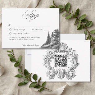 Elegante Zwarte Witte Toile Franse Landhuis Bruilo RSVP Kaartje