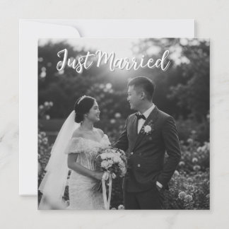 Elegante zwarte & witte trouwkaart