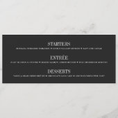 Elegante Zwarte & Witte Trouwplekkaart & Menu (Achterkant)