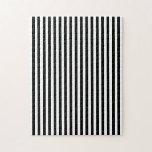 Elegante Zwarte Witte Verticale Lijnen Geometrisch Legpuzzel