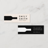 Elegante Zwarte Witte Wijnfles Mini Visitekaartje (Voorkant / Achterkant)