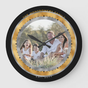 Elegante Zwarte Zilveren Gouden Folie Aangepaste N Grote Klok